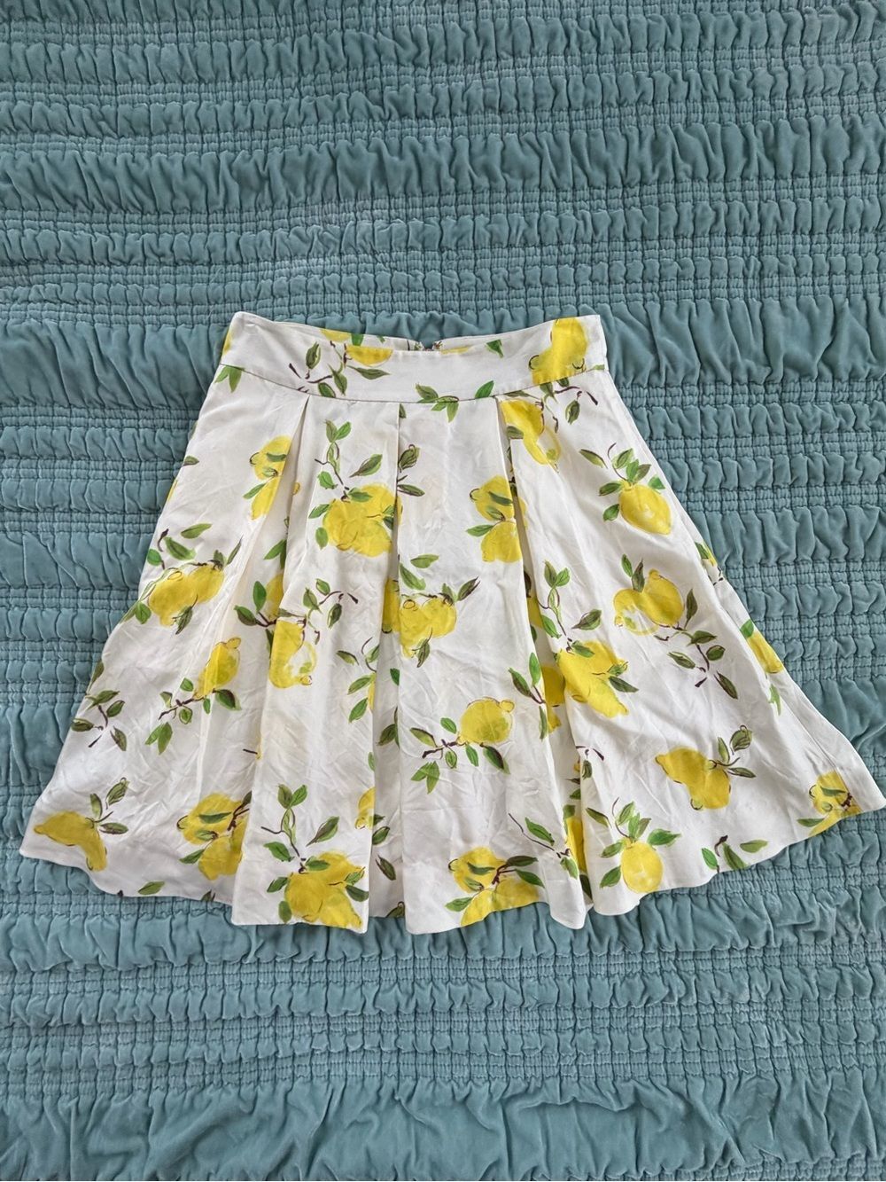 kate spade White Lemon-Print Circle Skirt with Yellow Fruit Motif-8